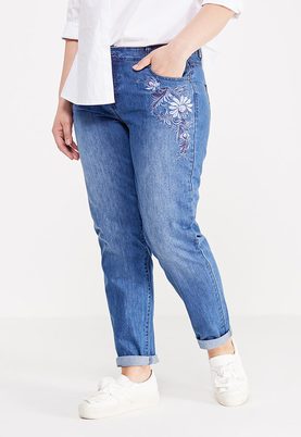 LOST INK PLUS  SLIM BOYFRIEND JEAN WITH EMBROIDERY