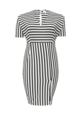 Just Joan  SPLIT FRONT PENCIL DRESS IN STRIPE